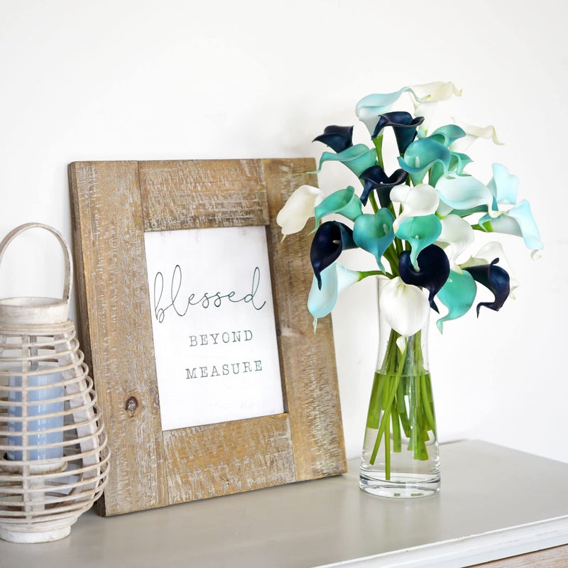 FiveSeasonStuff Real Touch Calla Lily Artificial Flowers Wedding Bridal Bouquet | Floral Arrangements | 15 Calla Lilies (Posh Blue Mix) - Image 3